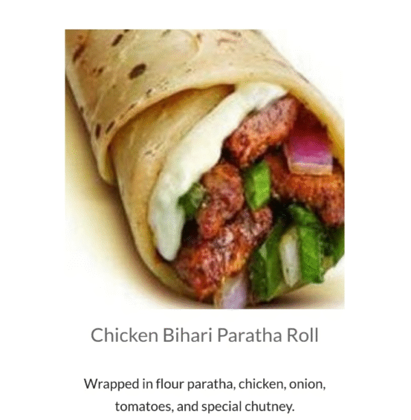 Chicken Bihari (beef) Paratha Roll